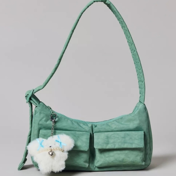 [Bundle] BAGGU Cargo Nylon Shoulder Bag & Crescent Bag Charm Seafoam - Picture 2 of 3